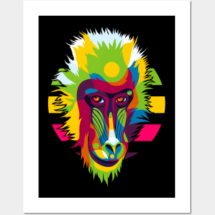 Baboon Head Pop Art Portrait Posters and Art